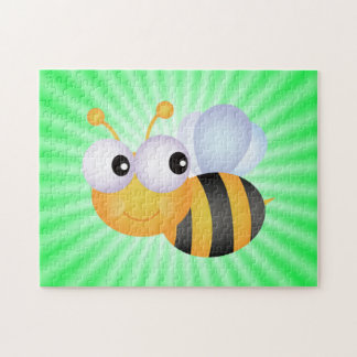 Cute Bee; Green Jigsaw Puzzle