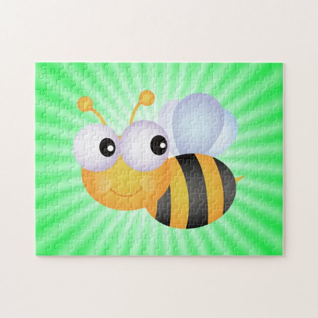 Cute Bee; Green Jigsaw Puzzle (Horizontal)