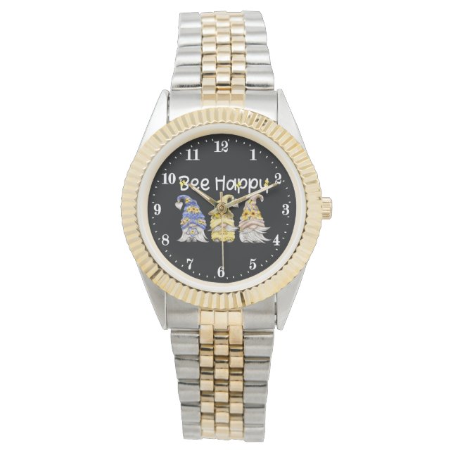 cute bee happy gnome  watch (Front)