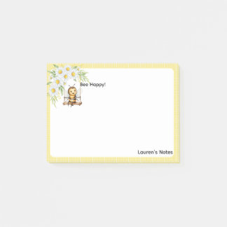 Cute "Bee happy" Pesonalised Post-it Notes