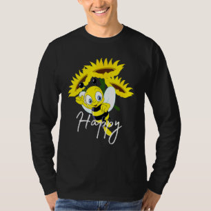 Cute Bee Happy Sunflower Women  Ray Of Sunshine T-Shirt