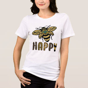 Cute bee happy word art  Tri-Blend shirt