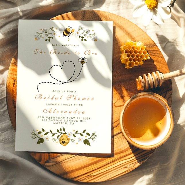 Cute bee heart bridal shower invitation (Creator Uploaded)