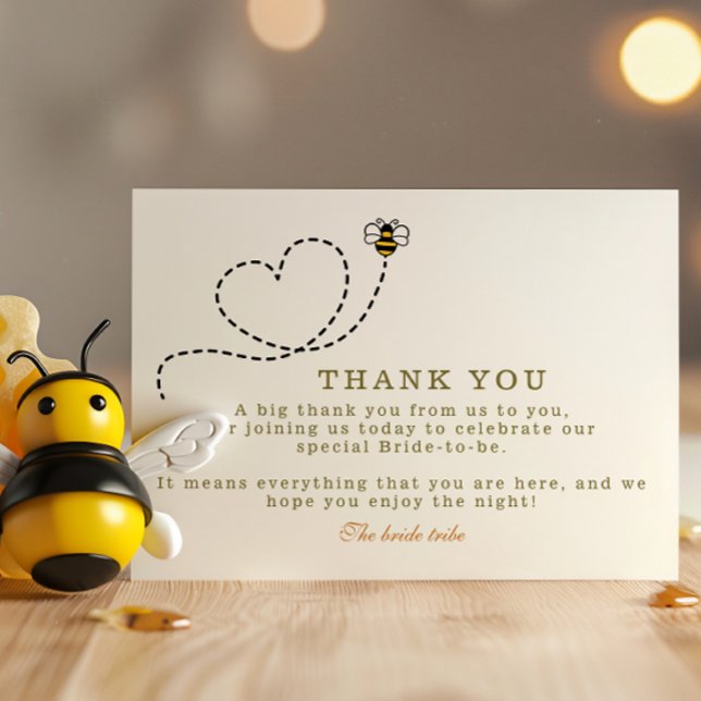 Cute bee heart bridal shower thank you card (Creator Uploaded)