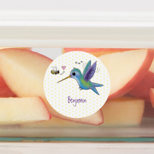 Cute bee hummingbird cartoon illustration (Affixed)