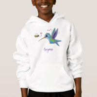 Cute bee hummingbird cartoon illustration