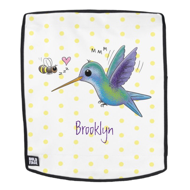 Cute bee hummingbird cartoon illustration backpack (Removable Face)