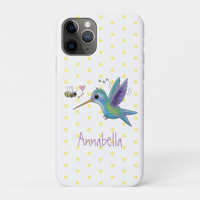 Cute bee hummingbird cartoon illustration Case-Mate iPhone case (Back)