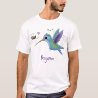 Cute bee hummingbird cartoon illustration