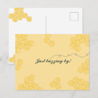 Cute Bee ‘Just Buzzing By!’ Honeycomb Postcard