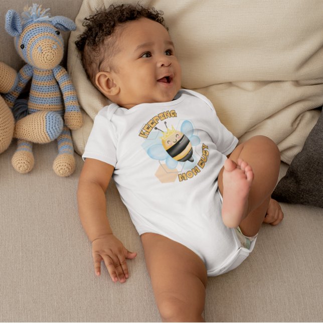 Cute Bee, Keeping Mum Busy Boy Baby Bodysuit (Creator Uploaded)