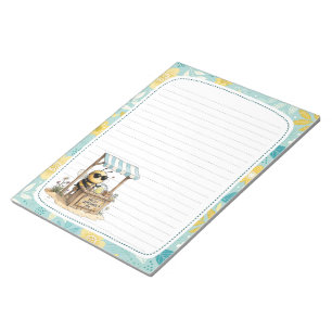 Cute Bee Lemonade Stand Full Page Lined Stationery Notepad