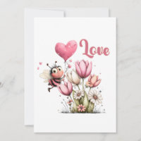 Cute Bee Love Heart & Floral 