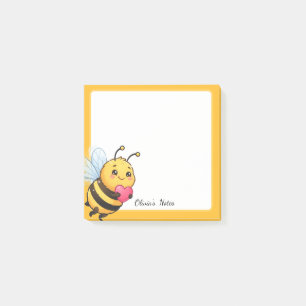Cute Bee Love Personalised Sticky Notes