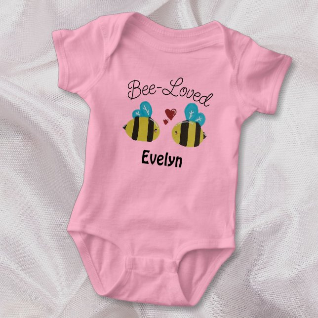 Cute Bee Loved Personalised Baby Bodysuit (Makes an excellent baby shower gift!)