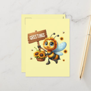 Cute bee lovers greetings holiday postcard