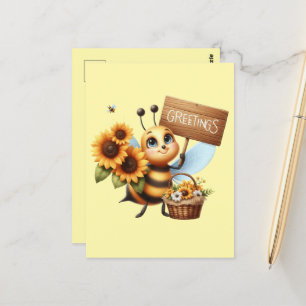Cute bee lovers greetings postcard