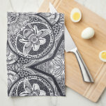 Cute Bee Mandala Hand-Drawn Tea Towel<br><div class="desc">This unique kitchen towel features an intricate,  hand-drawn mandal of bees and floral elements.</div>