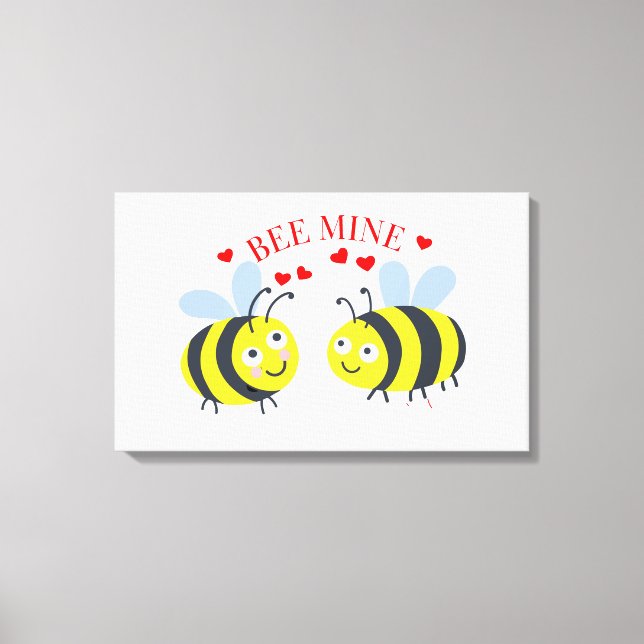 Cute "Bee Mine" Love Valentine's Day Gift Idea Canvas Print (Front)