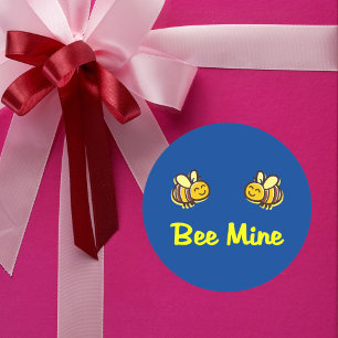 Cute Bee Mine Retro Bumble Bees Dark Colour Classic Round Sticker