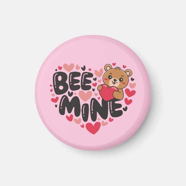Cute Bee Mine Teddy Bear Valentine's Day Magnet (Front)