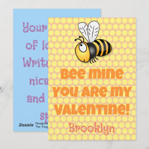 Cute bee mine valentine cartoon holiday card