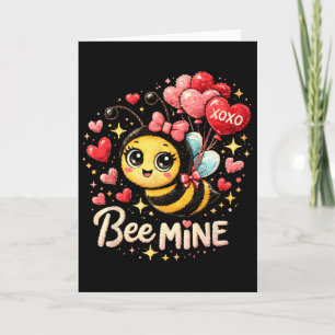 Cute Bee Mine Valentine Design With Hearts And Llo Card