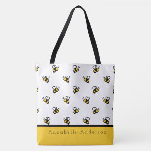Cute Bee Pattern Personalise Tote Bag