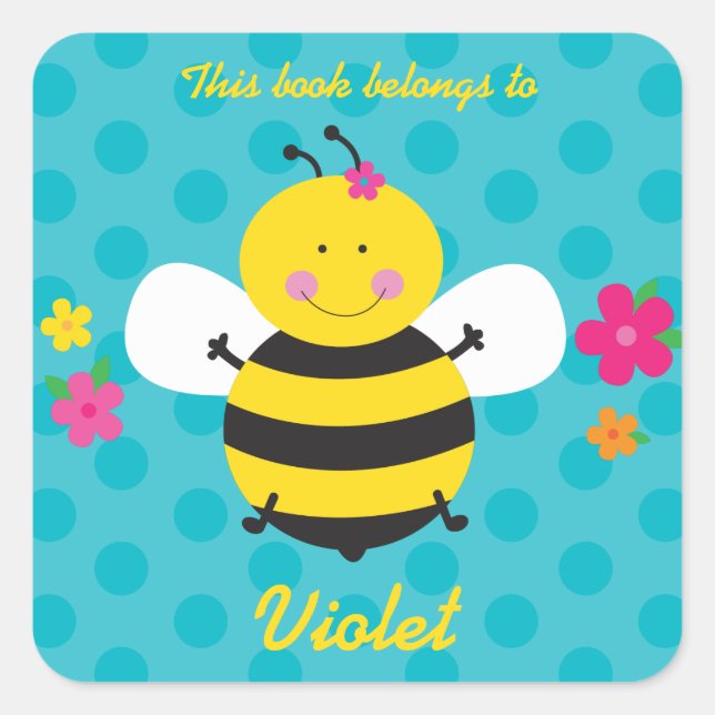 Cute Bee Personalised Sticker (Front)