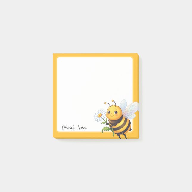 Cute Bee Personalised Sticky Notes (Front)