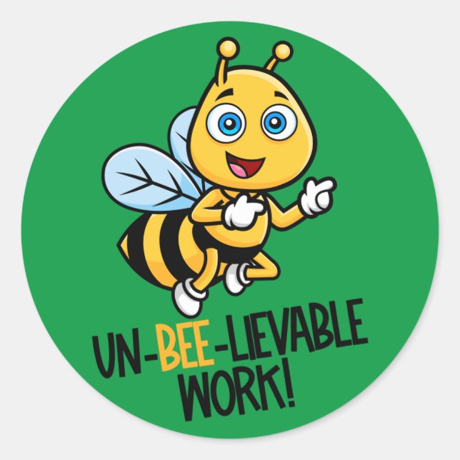 Cute Bee Praise Sticker for Students (Front)