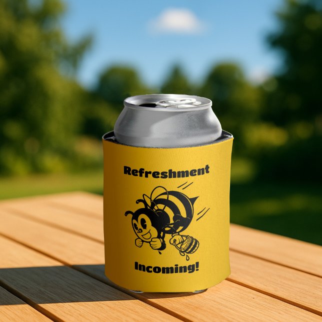 Cute Bee Refreshment Incoming! Flying Bee Cartoon Can Cooler (Creator Uploaded)