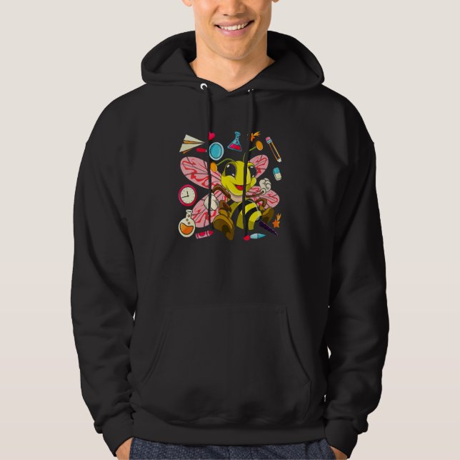 Cute Bee School Student Animal Beekeeper Bee Hoodie (Front)