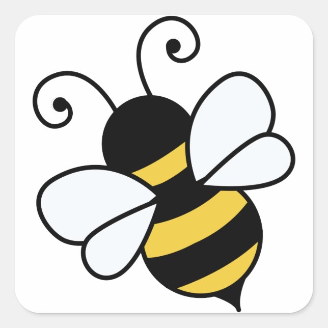 Cute bee square sticker (Front)