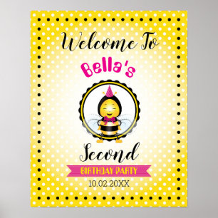 Cute Bee theme Party Welcome poster