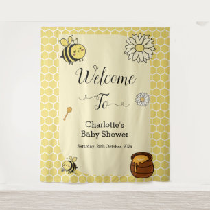 Cute Bee with Sweet Honey Baby Shower Backdrop Tapestry