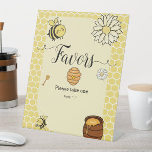 Cute Bee with Sweet Honey Baby Shower Favors Pedestal Sign