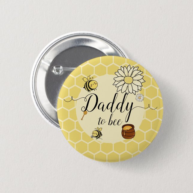 Cute Bee with Sweet Honey Daddy-to-bee Button (Front & Back)