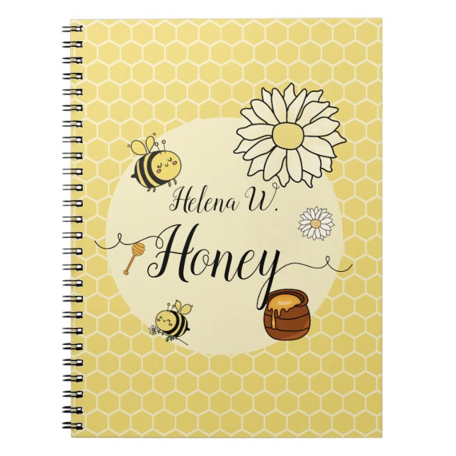 Cute Bee with Sweet Honey Notebook (Front)