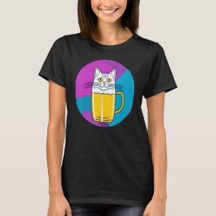 Cute Beer Cat Part Cat and Part Beer glass T-Shirt