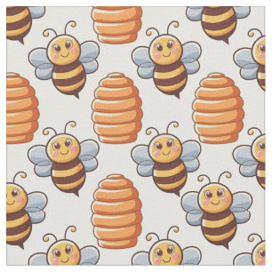 Cute Bees and Beehives –  Nature-Inspired Pattern Fabric