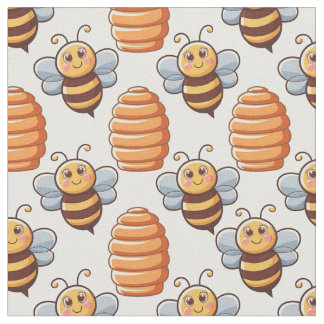 Cute Bees and Beehives –  Nature-Inspired Pattern Fabric