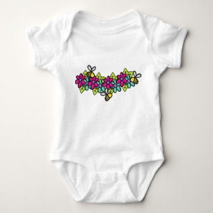 Cute Bees and Flowers Baby Bodysuit