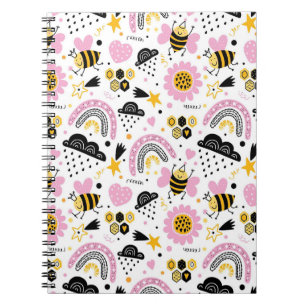 Cute Bees and Rainbows Notebook