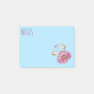 Cute Bees Flower Post-It Notes
