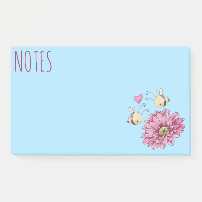 Cute Bees Flower Post-It Notes (Front)