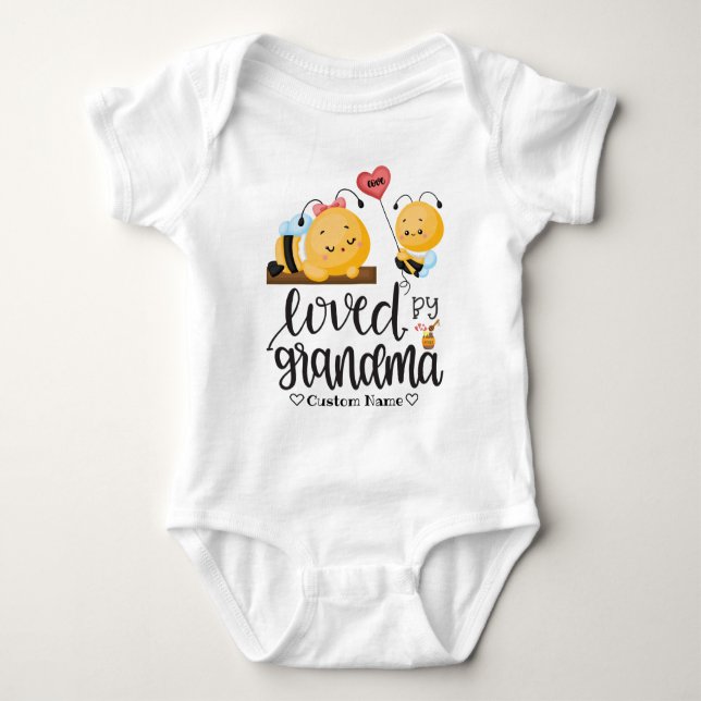 Cute Bees - Loved by Grandma | Grandchild Gift Baby Bodysuit (Front)