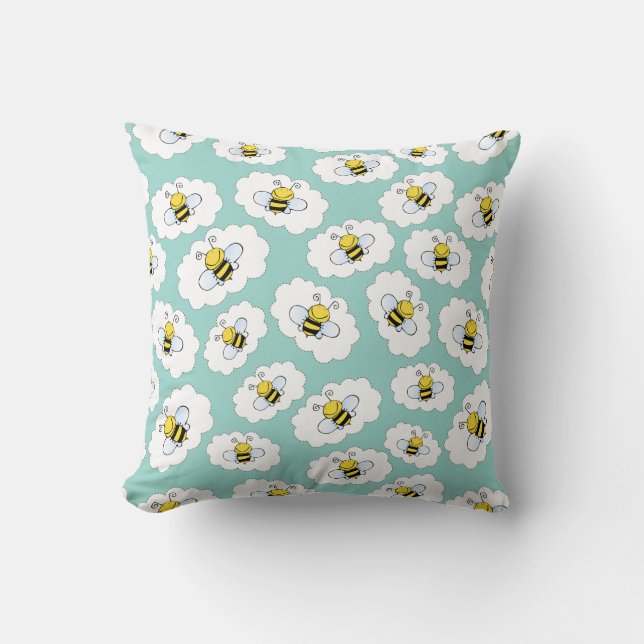 Cute Bees Pattern throw pillows (Front)