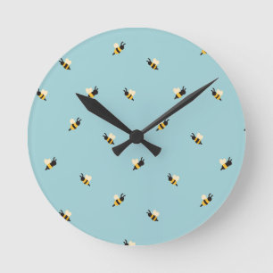 cute bees round clock