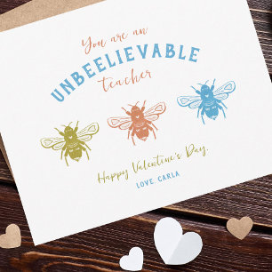 Cute Bees Teacher Valentine's Day Holiday Card